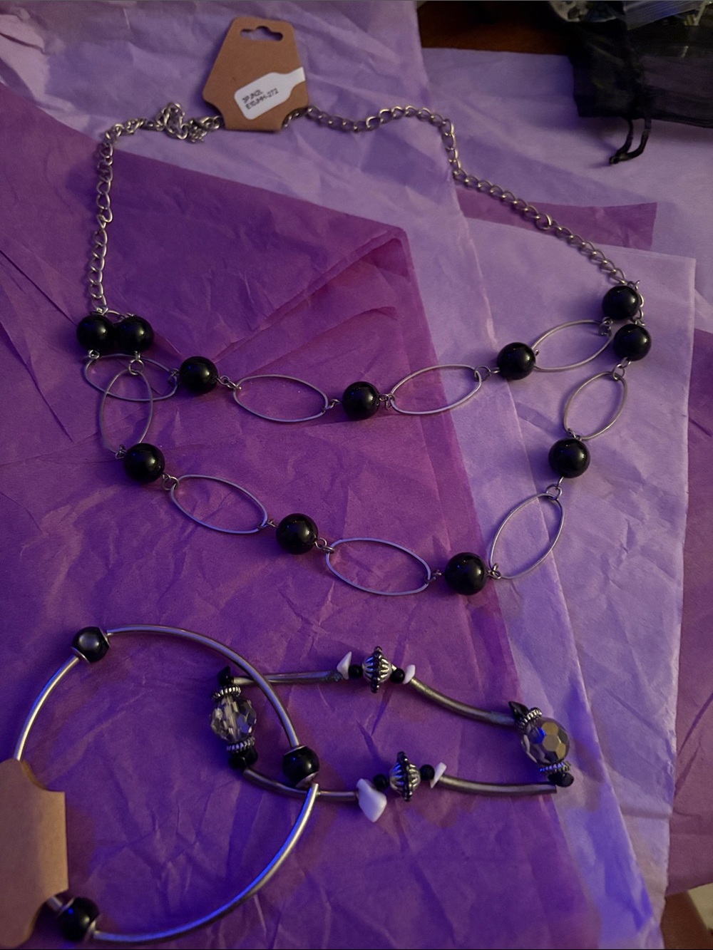 Layered Black Bead Multi-Row Necklace - Unbranded